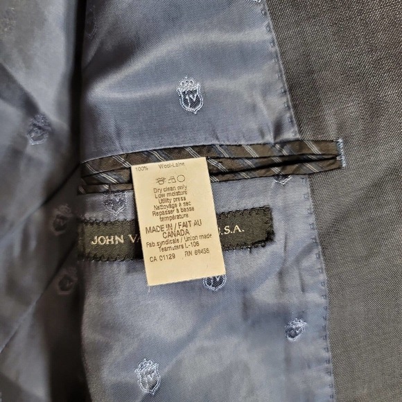 John Varvatos Blue Wool Suit Jacket Sport Coat Mens 44‎ R - Picture 7 of 8